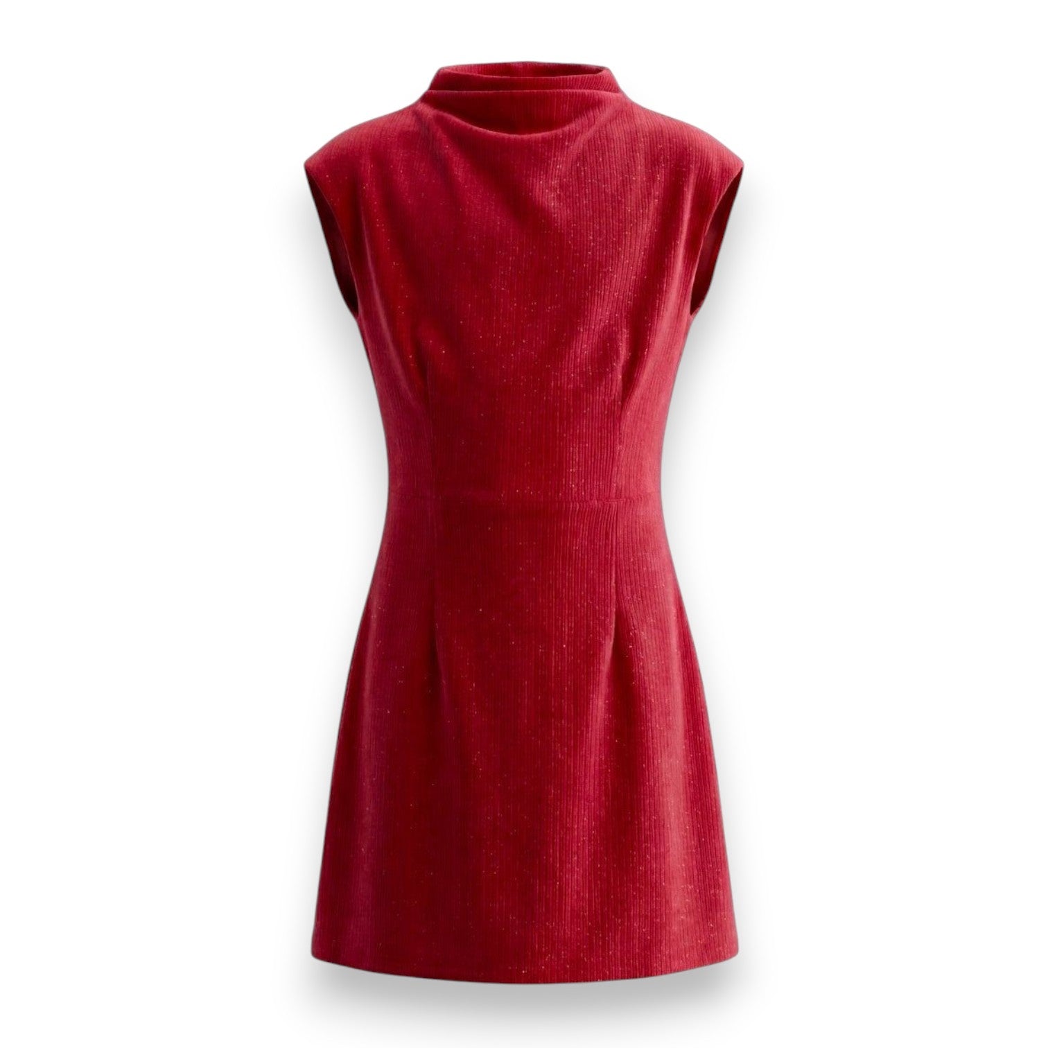 Pleat Jenny Dress Red Velour P-00300 5308