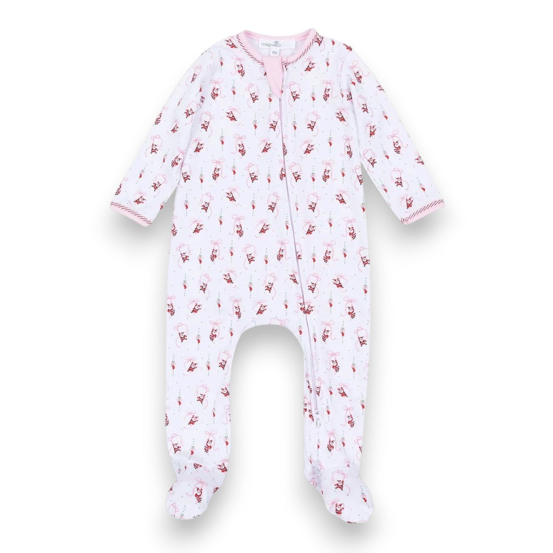 Magnolia Baby Jolly Ribbons Embroidered Ruffle Footie 7910-401-PK