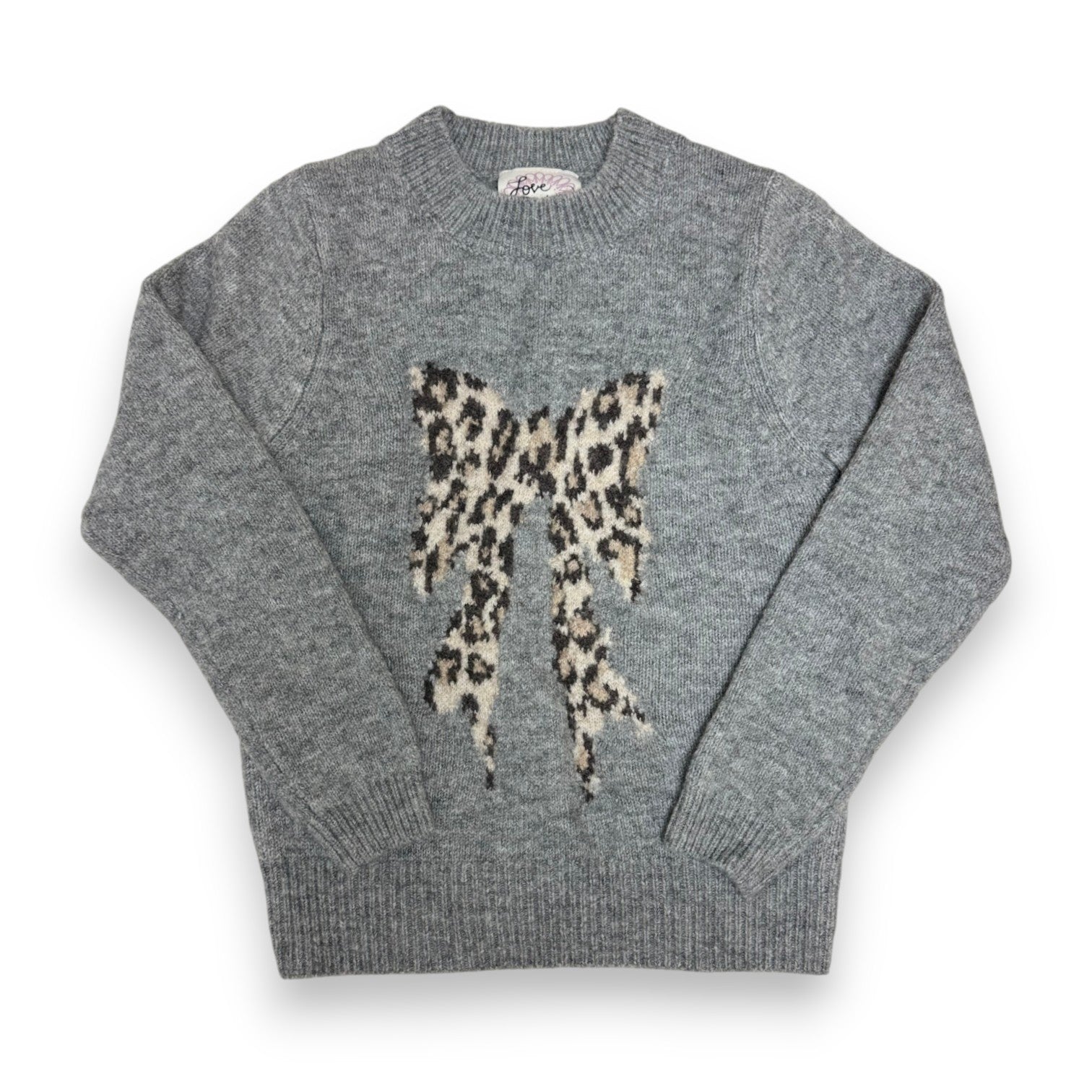 Love Daisy Crew Neck Leopard Bow Sweater LD15959 5308