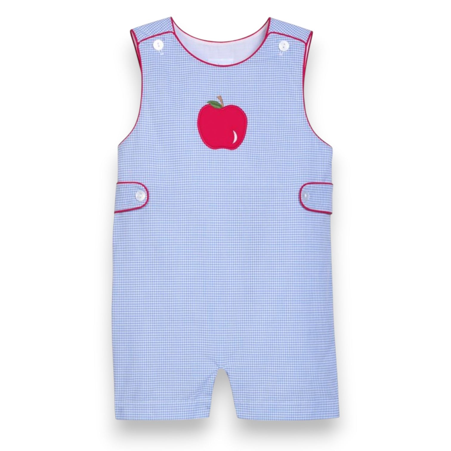 Little English Applique Button Tab John John Apple F10BL01 5306