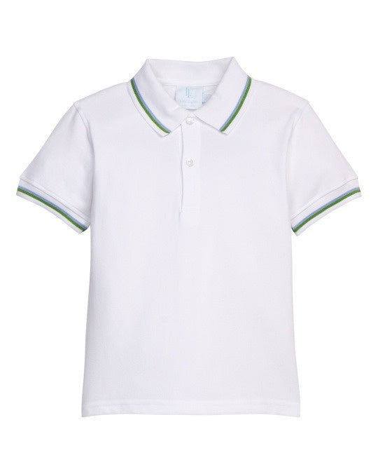 Little English Short Sleeve Tipped Polo Blue/Green 5302