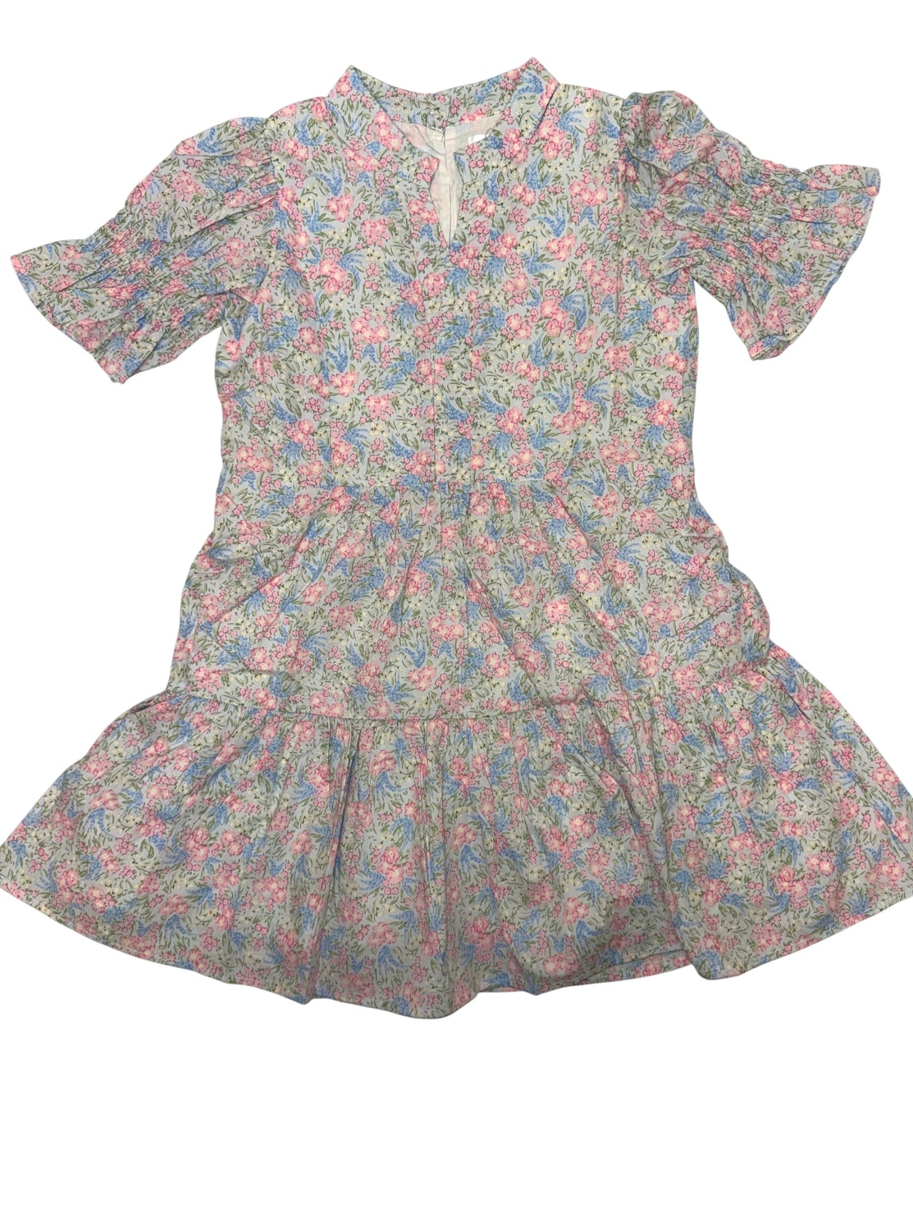 Lulu Bebe Pink/Blue Floral Tiered Dress Carmen 5301