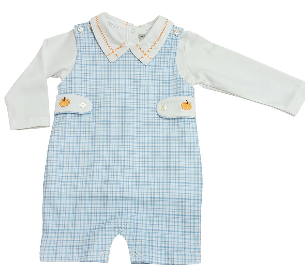 Marco & Lizzy Pumpkins Embroidered  Boy's Shortall Set M-23-573 5109