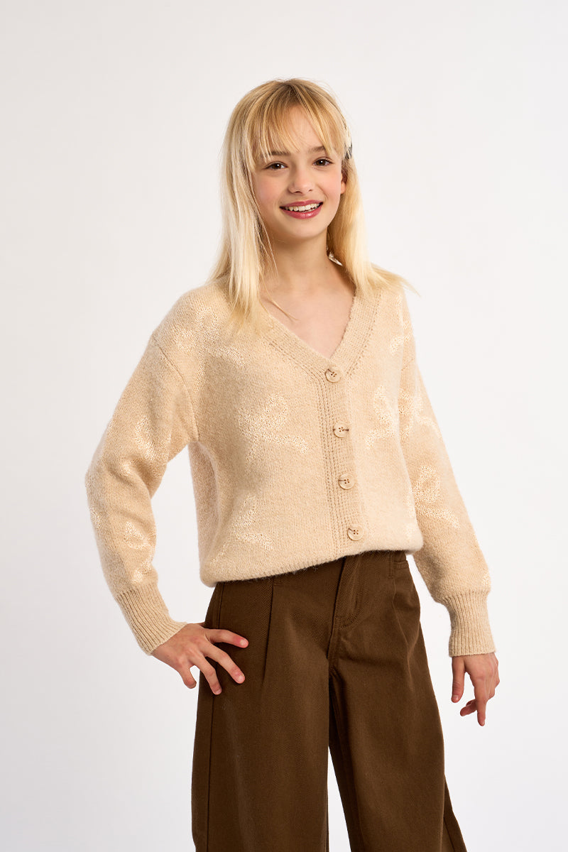 Molly Bracken Girls Knitted Cardigan Beige MLA605EH