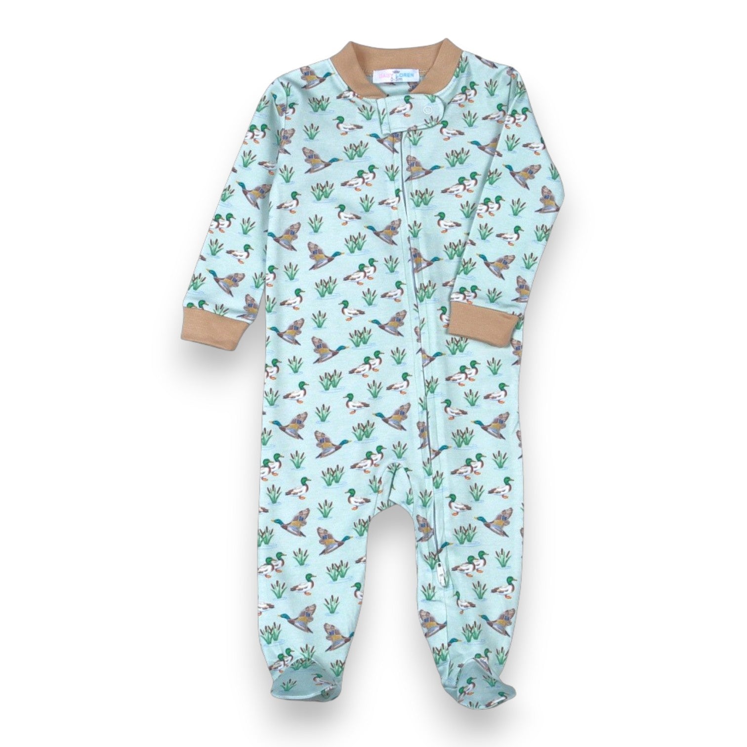 Baby loren Mallard Ducks Pima Zipper Footie MLK-014