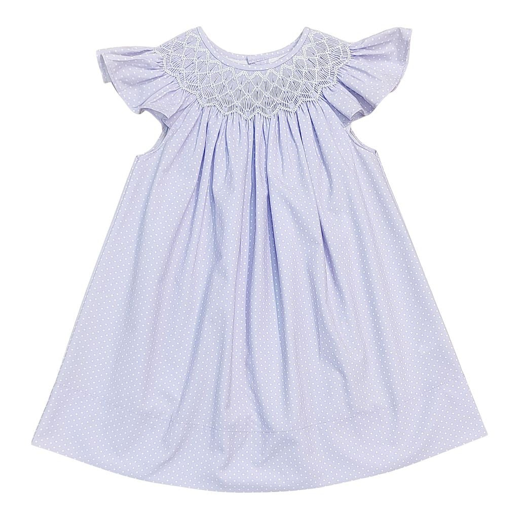 Sweet Dreams Cathy Purple Polka Dot Pearl Smocked Dress MT153L 5302