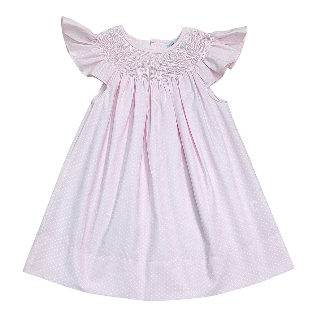 Sweet Dreams Cathy Pink Polka Dot Pearl Smocked Dress MT153 P 5302