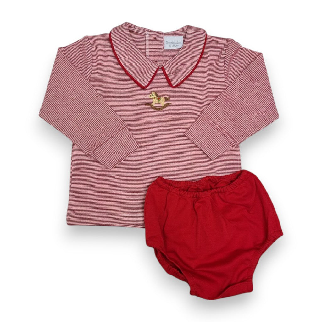 Squiggles Mini Rocking Horse Collared Shirt Diaper Set 367/37MS 5307