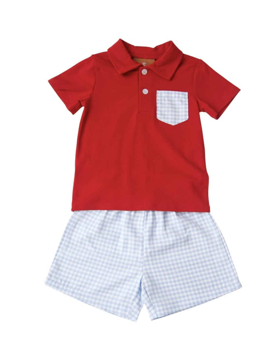 Millie Jay Myles Short Set Red & Blue 669 5302