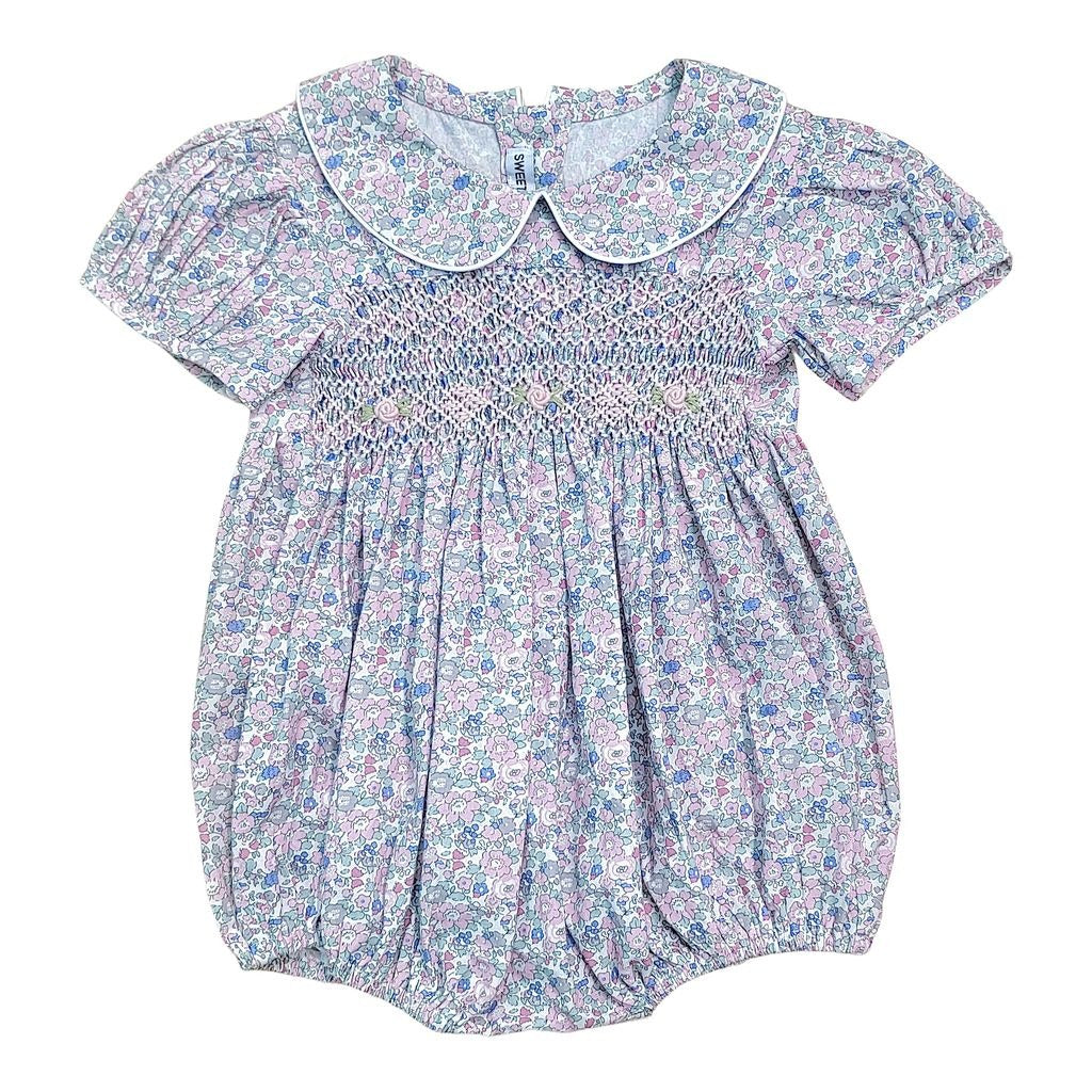 Sweet Dreams Lily Floral Print Smocked Bubble NHC194 5302