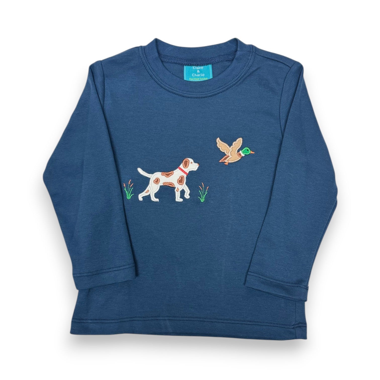 Claire & Charlie Hunting Dog Navy Blue Knit Boys T-Shirt L/S 5055PL-CF26 5306