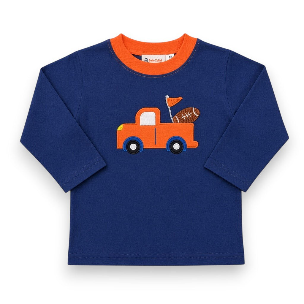 Luigi Boys Navy L/S T-Shirt Orange Truck W/Football 5310