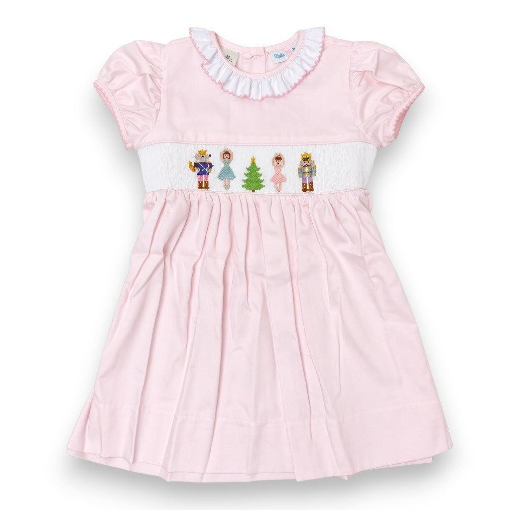 Lulu Bebe Nutcracker Smocked Waist Dress Rose-28 5309