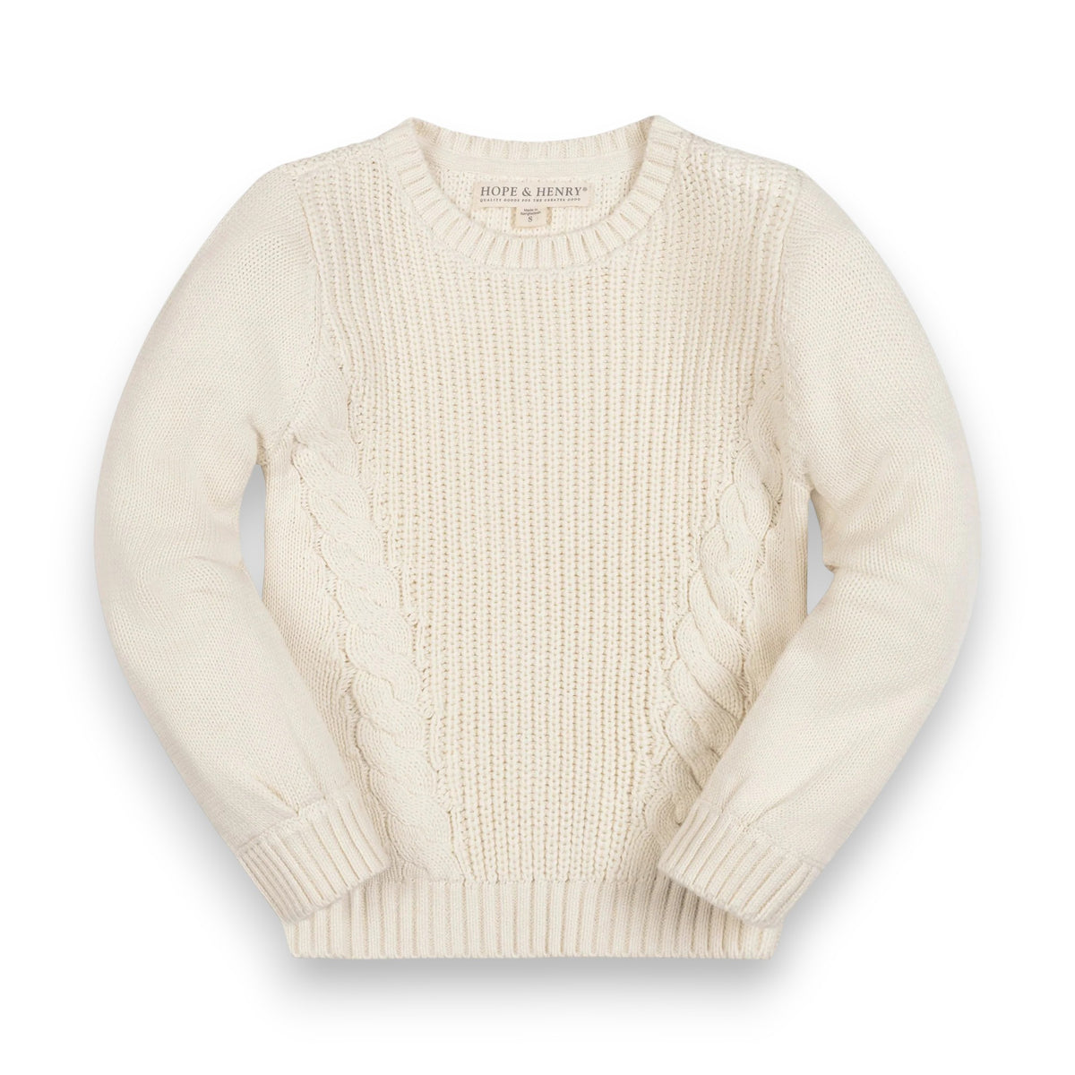 Hope & Henry Organic Bow Detail Cable Sweater 26HG3250 5309