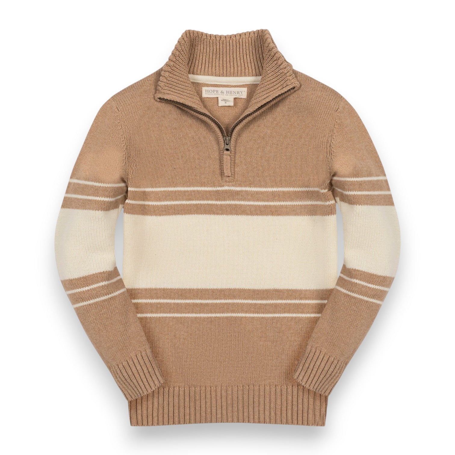 Hope & Henry Organic Half Zip Sweater Beige/Ivory 26FC3182 5308