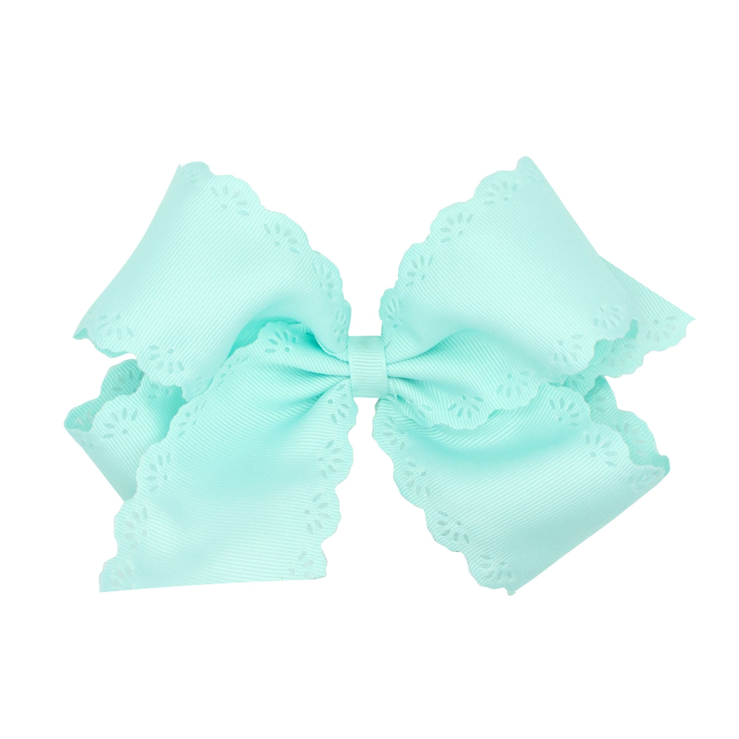 Wee Ones Grosgrain Bow w/ Eyelet Flower Embossed Edges