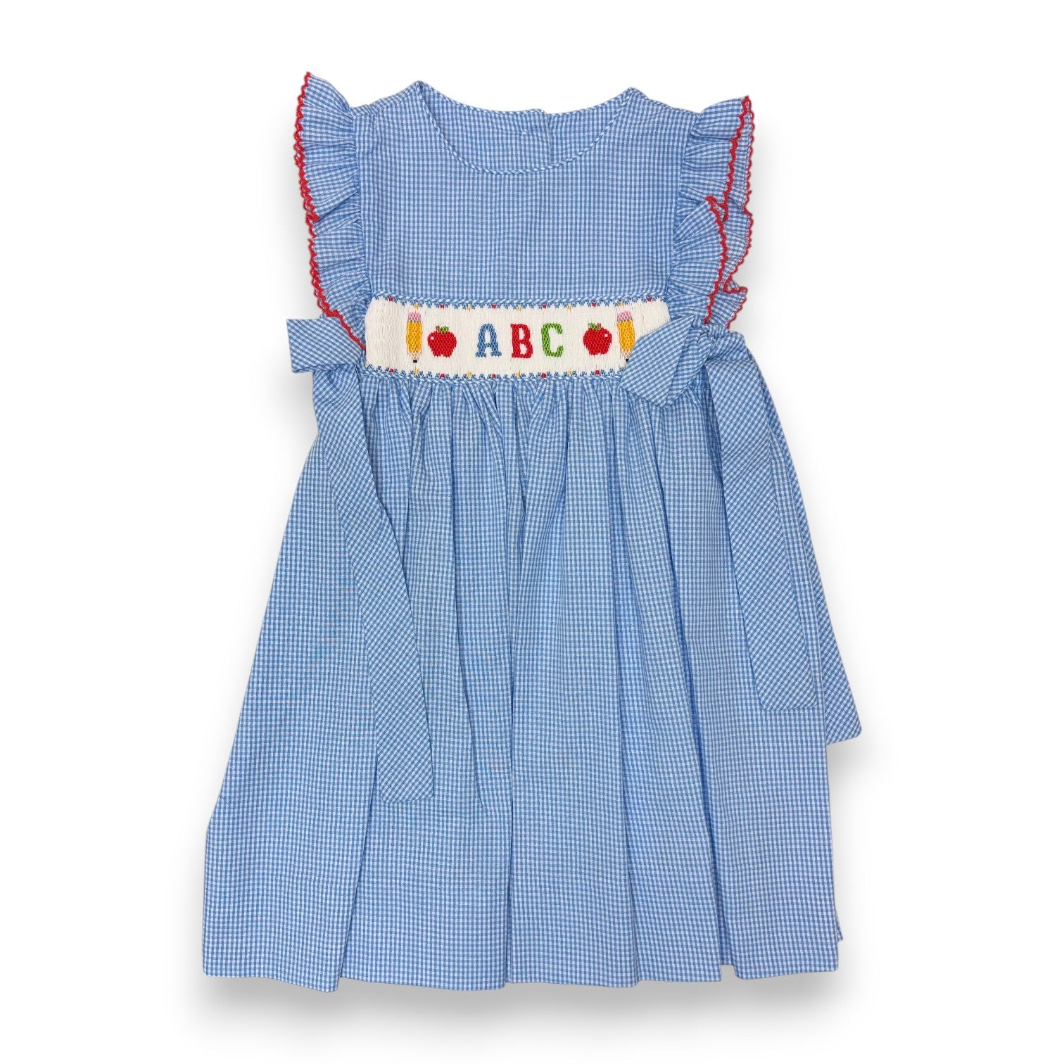Petit Bebe ABC Girl's Peri Blue Gingham Sleeveless Dress W/Side Bows 121D-MF26 5306