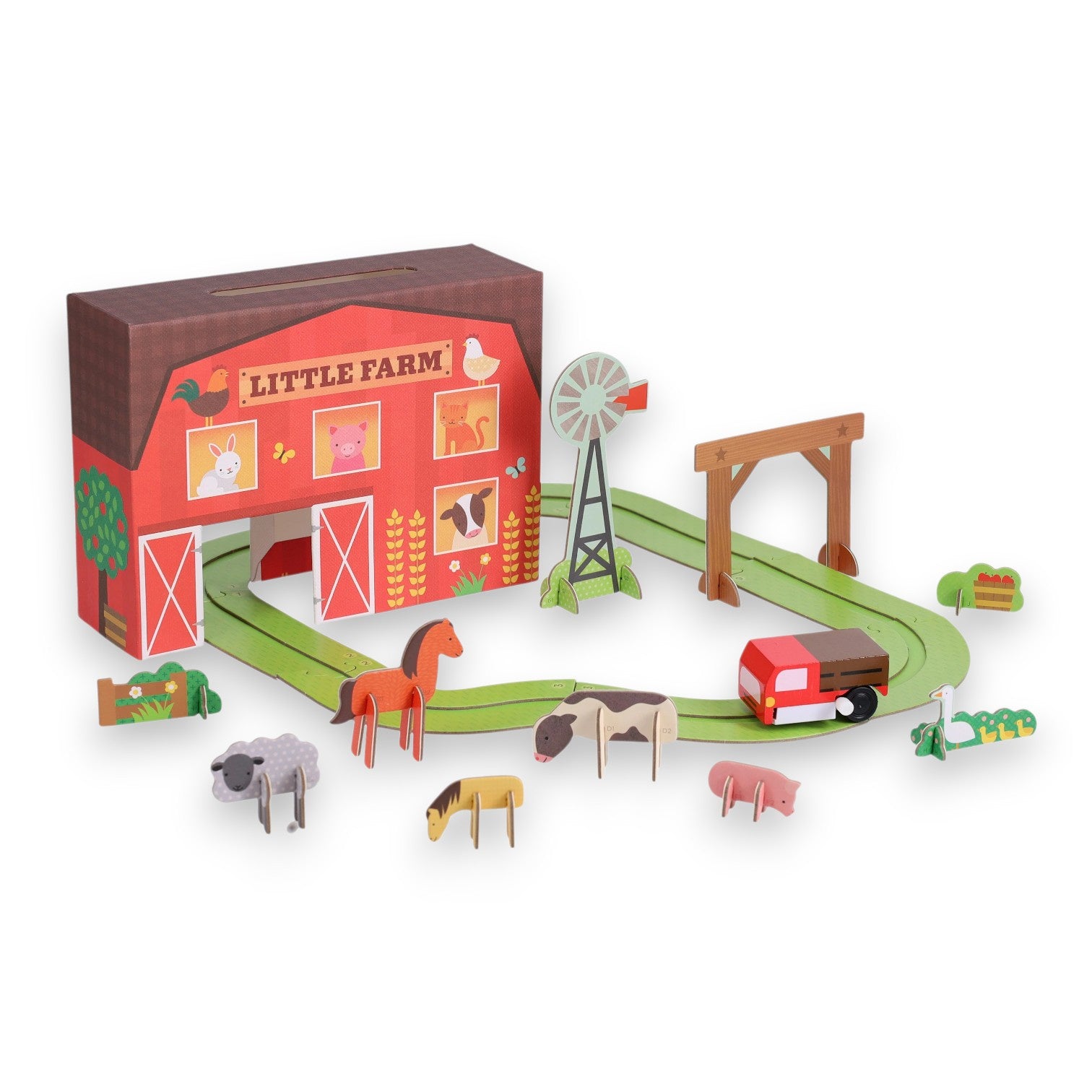 Petit Collage Little Farm wind up and go set