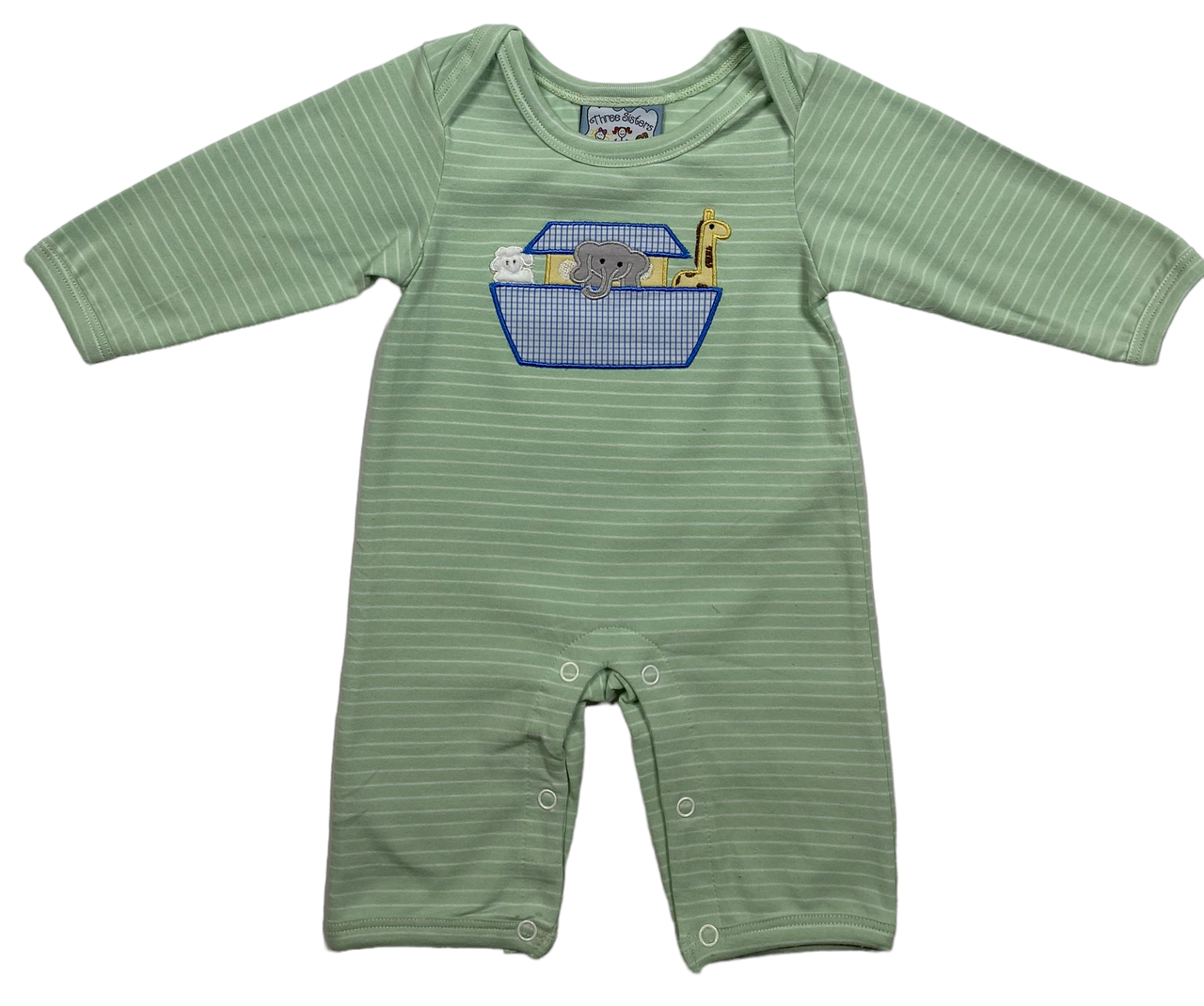 Three Sisters Noah's Ark Applique Boys Romper 847 5106