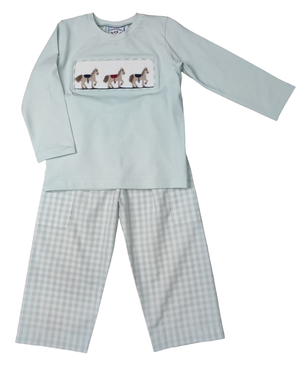 Three Sisters Horse Smocked Boys Pant set 758 5106