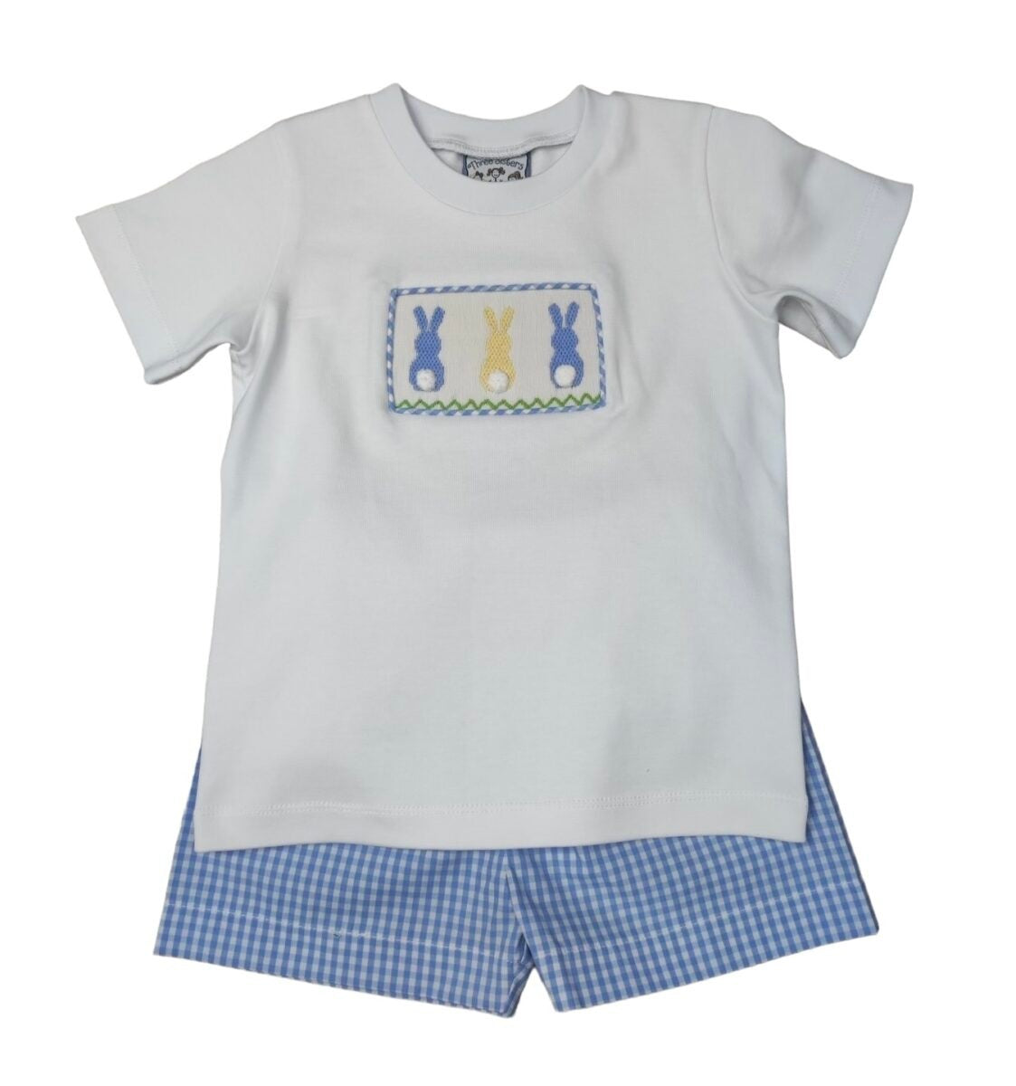 Three Sisters Bunny Hop Smocked Boys Short Set 709 5201