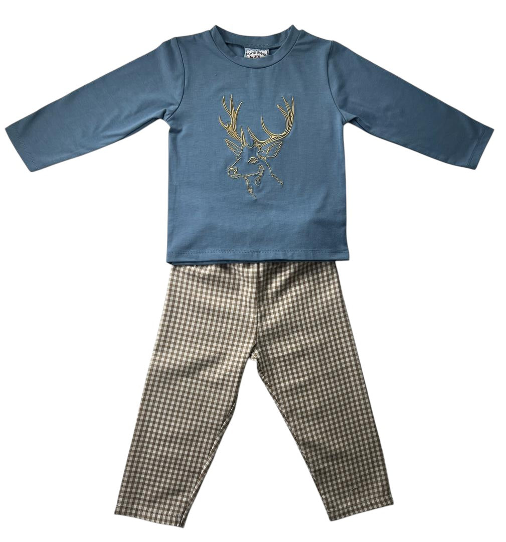 Three Sisters Deer Embroidery Pant Set 789 5208