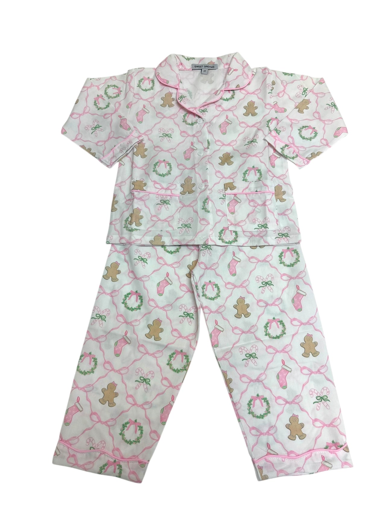 Sweet Dreams Christmas Bow Trellis Print PJ's 5208