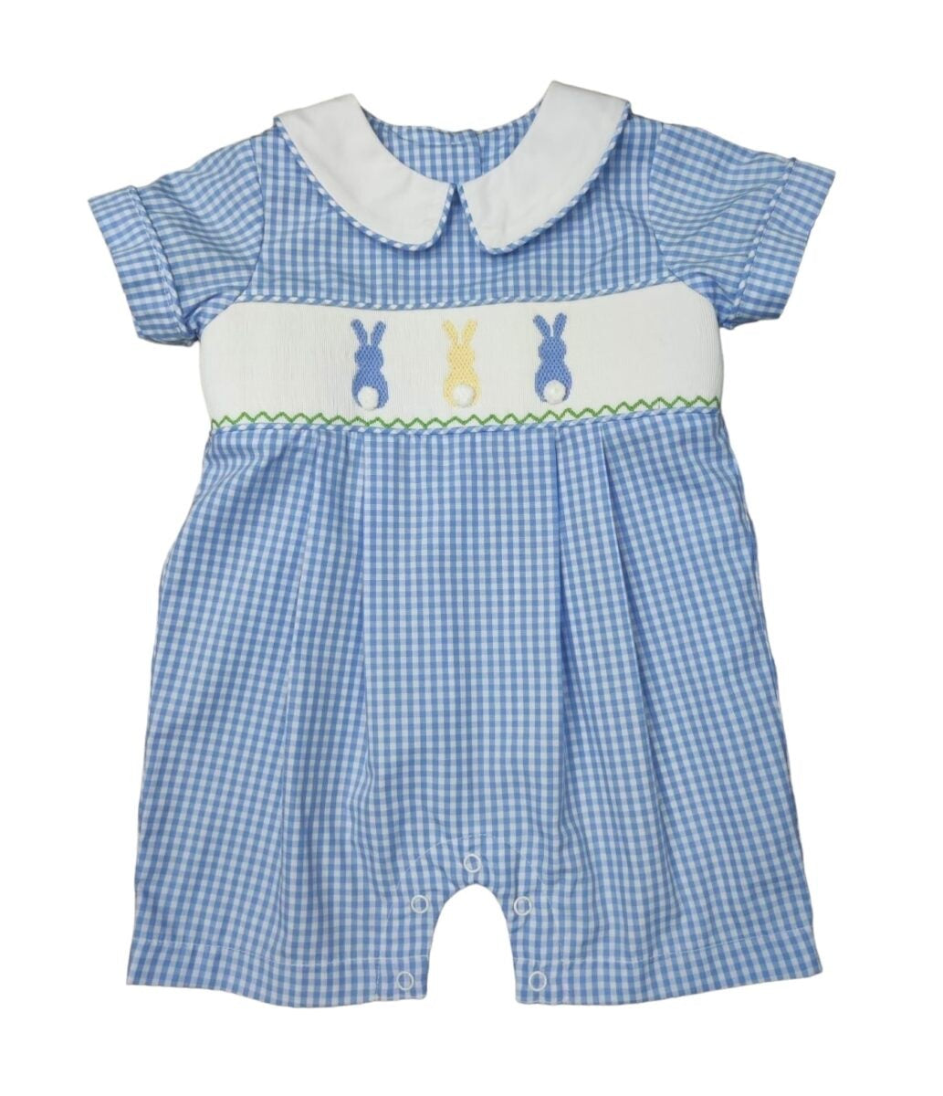 Three Sisters Bunny Hop Smocked Boys Romper 710 5201