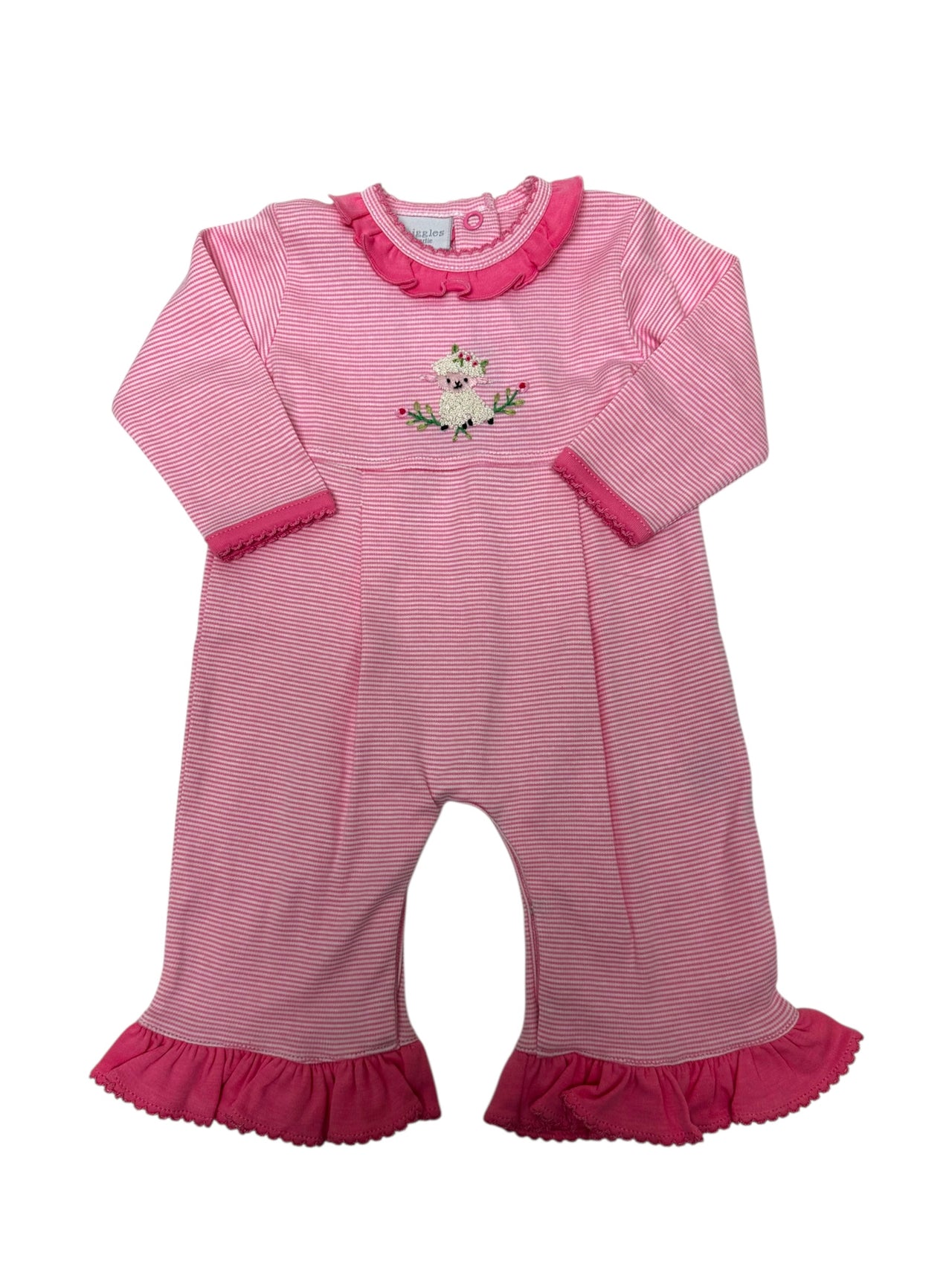 Squiggles Pink/White Round Ruffle Neck Longall W/Baabra Embroidery 111/04MS/07 5207