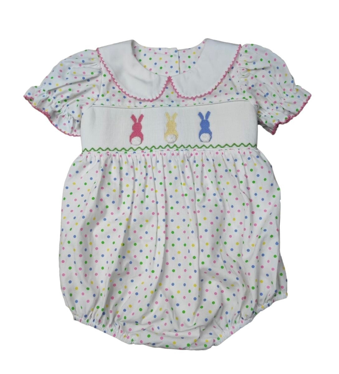 Three Sisters Bunny Hop Smocked Bubble W/Tie 707 5201