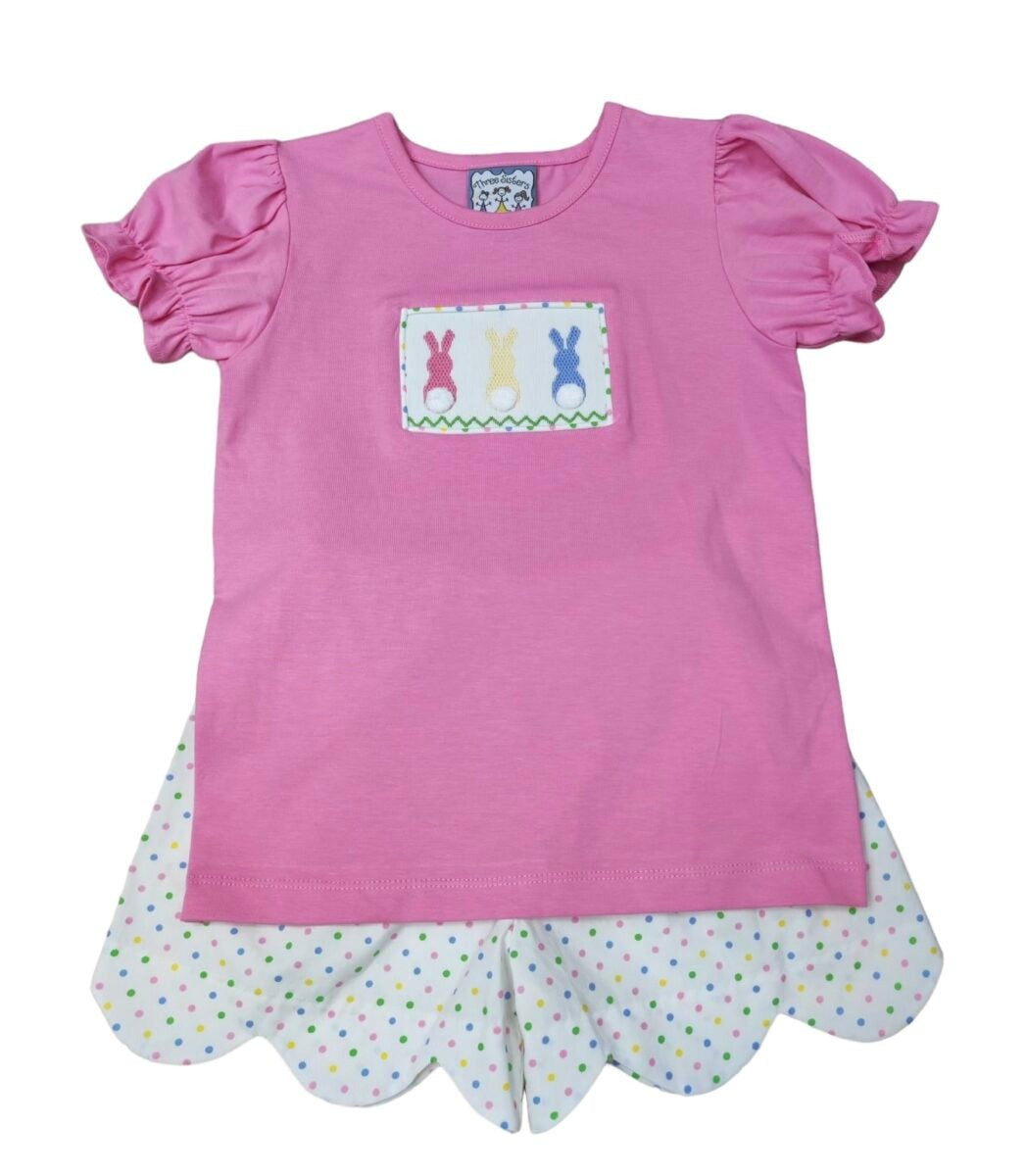 Three Sisters Bunny Hop Smocked Short Set 708 52901