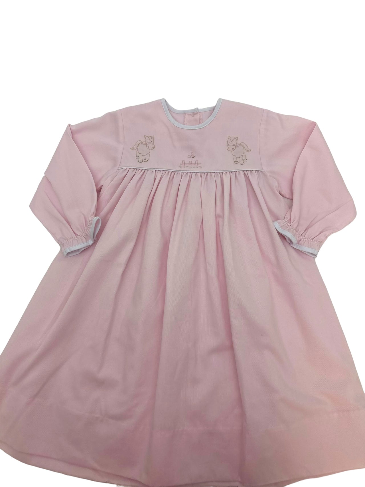 Auraluz Pique Dress Pink/White Horse Shadow Embroidery 2740 5108