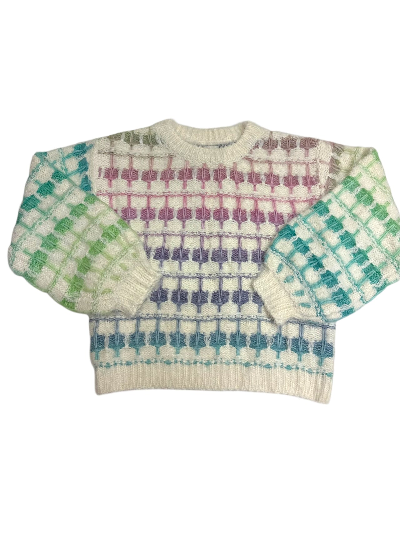 Love Daisy Pastel Rainbow Stripe W/Crew Neck LS Sweater Ivory/Multi Pastel LD15786 5208