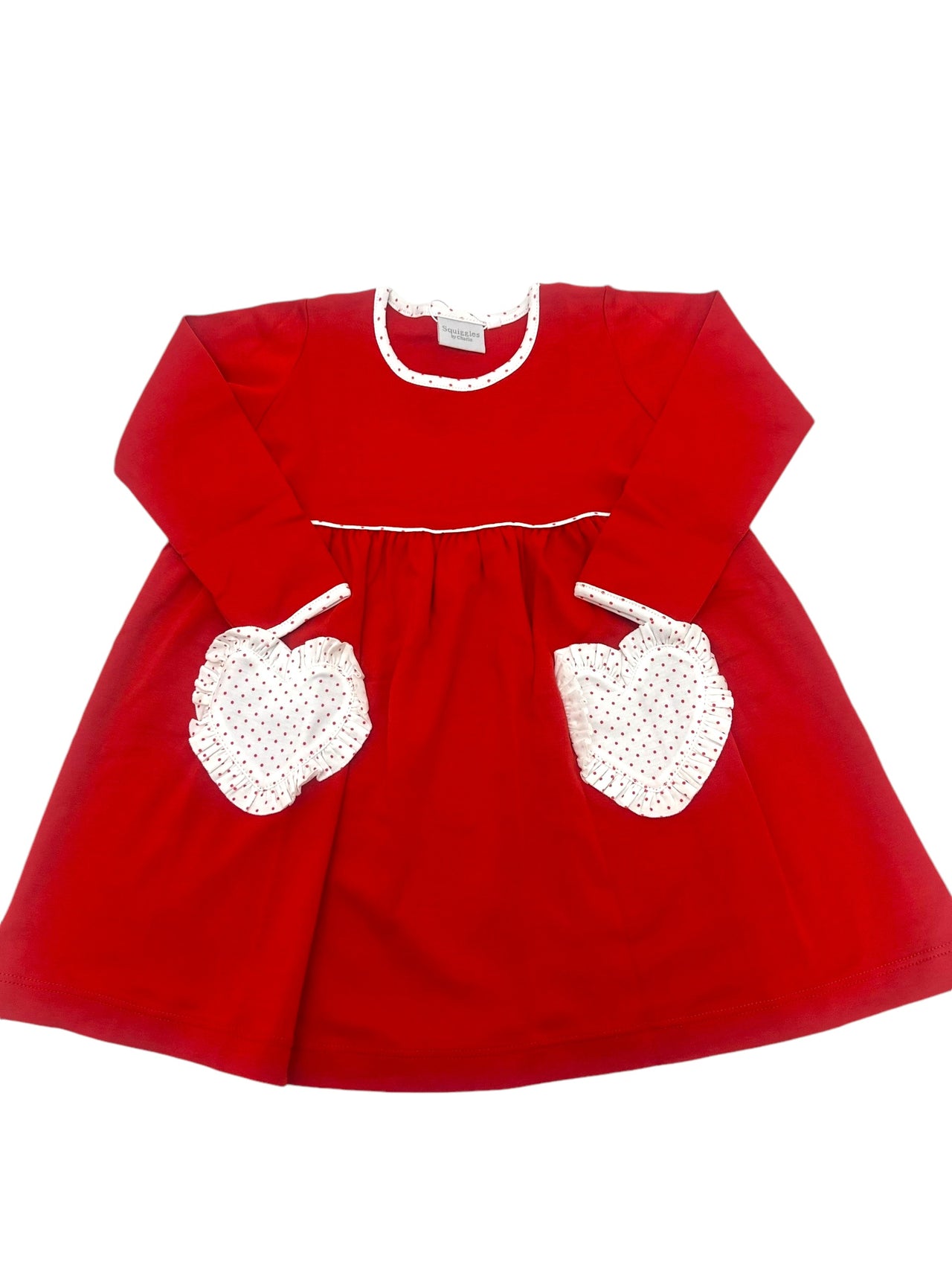 Squiggles Popover Dress W/Red Pockets Ruffle & Trim 190/37 5109