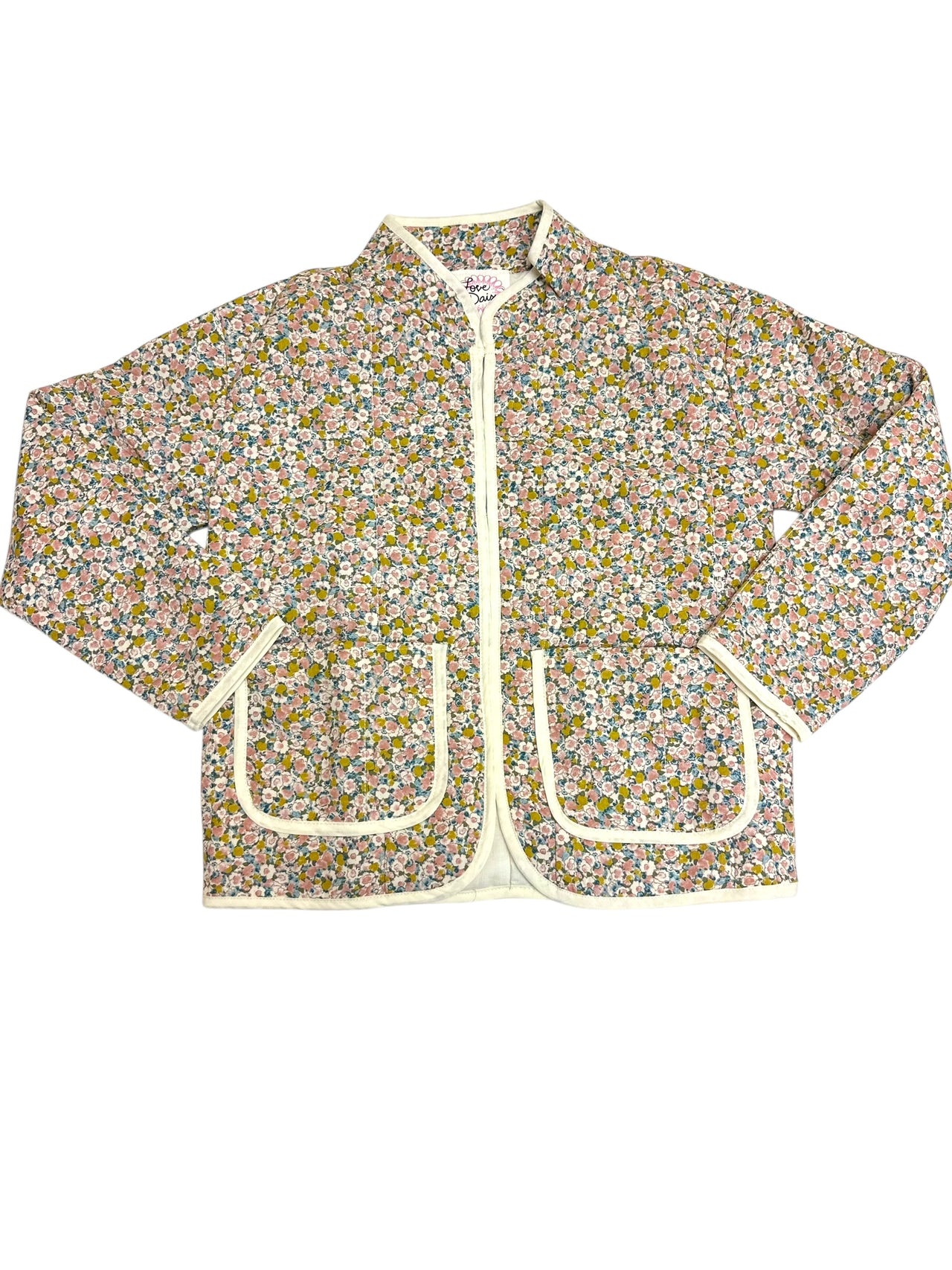Love Daisy Quilted Floral Jacket W/Pockets Yellow Floral LD45207 5208