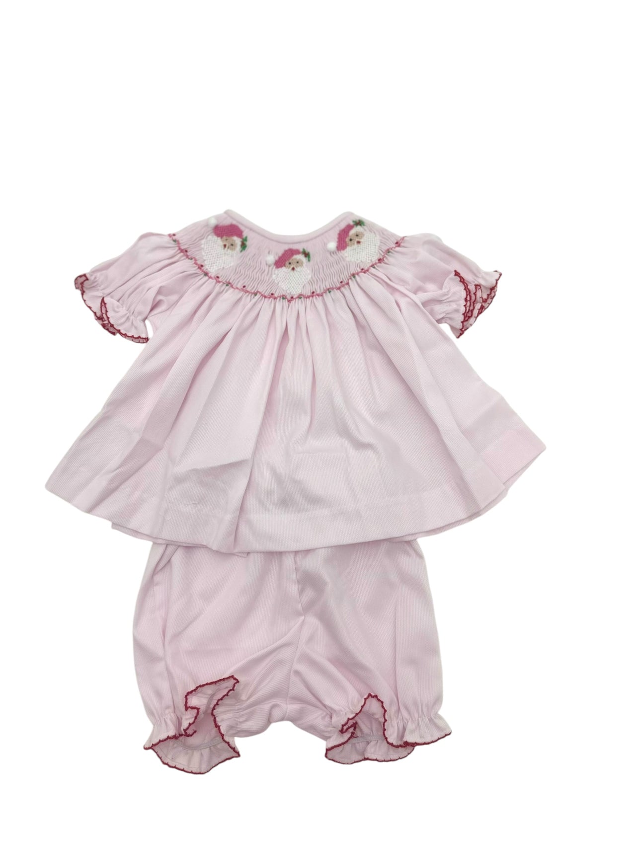 Lulu Bebe Pink Pique Smocked Bloomerset EMMA-17 5109