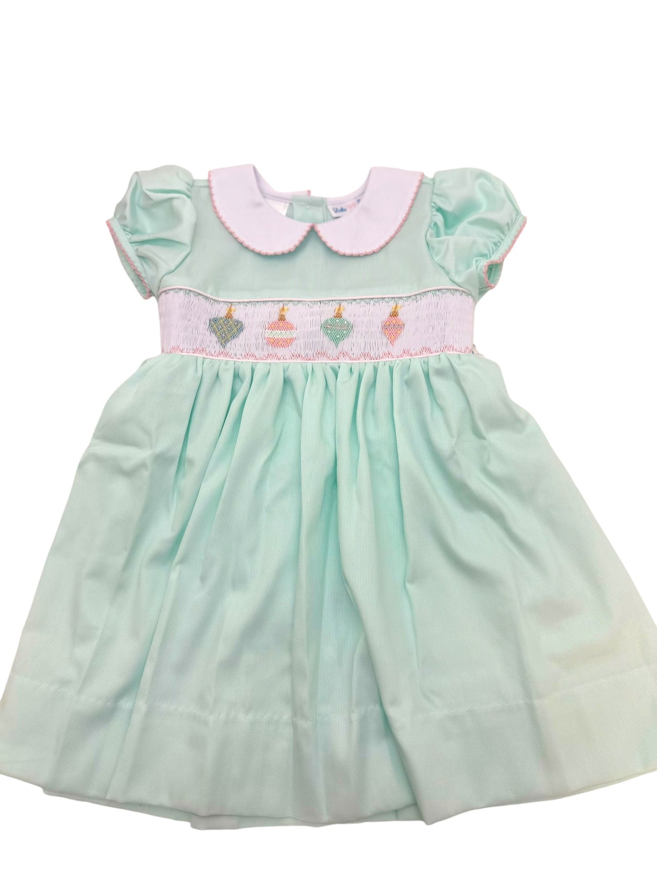 Lulu Bebe Ornament Mint Smocked Waist Dress ROSE-16 5109