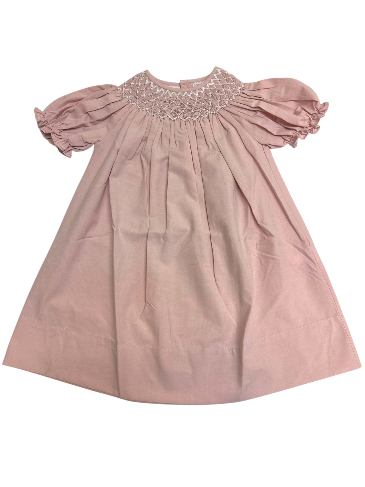 Sweet Dreams Catherine Dusty Pink Smocked Dress W/White Pearl 5208