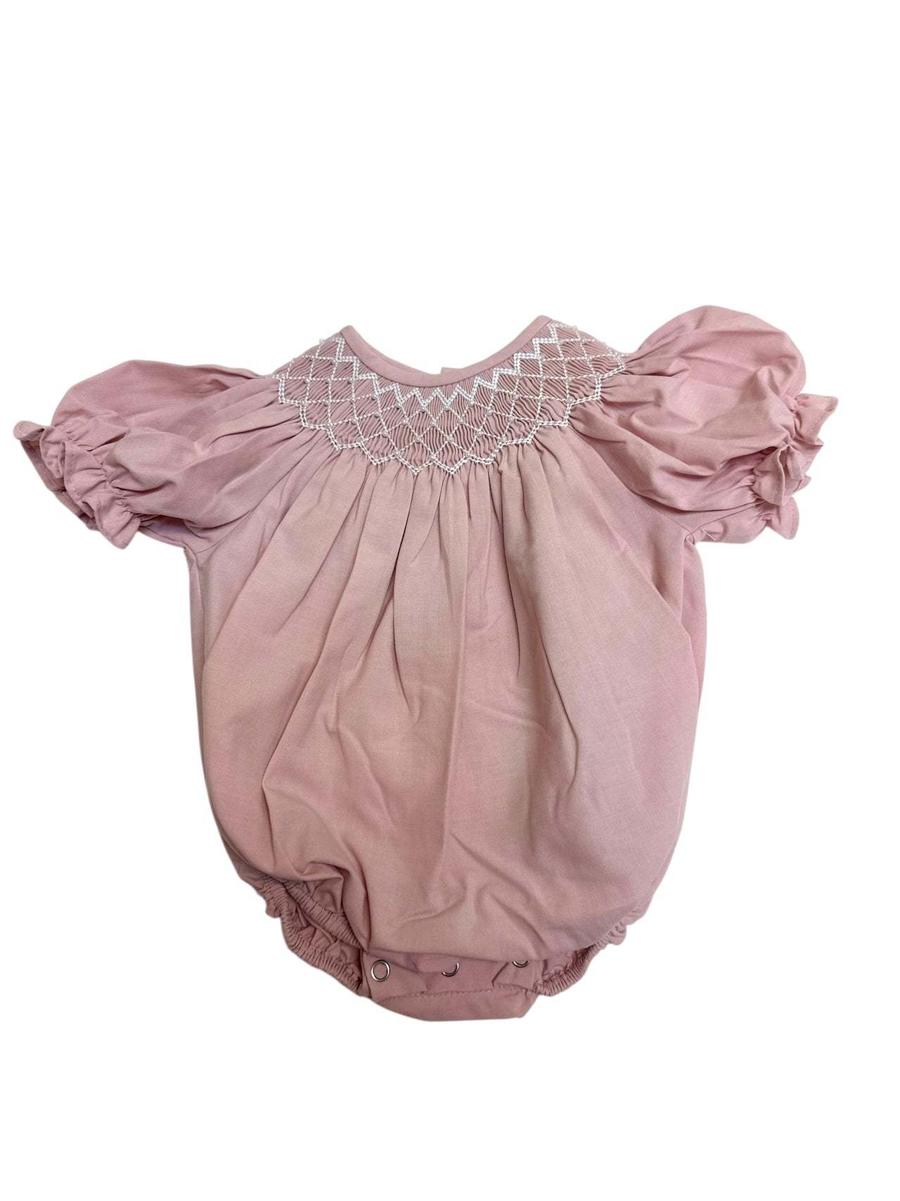 Sweet Dreams Catherine Dusty Pink Smocked Bubble W/White pearl 5208