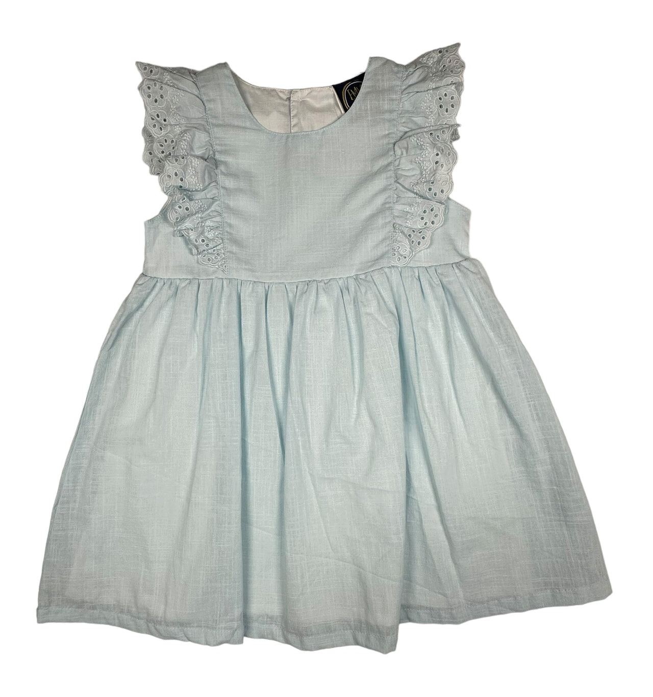 Emma Jean Light Blue Linen A/S Dress W/Lace 1001 5201