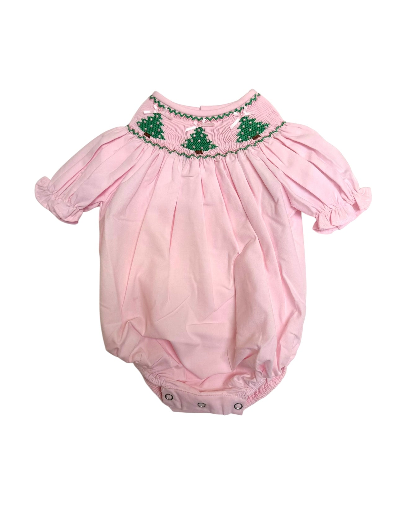 Sweet Dreams Christmas Tree Smocked Pink Bubble 5208