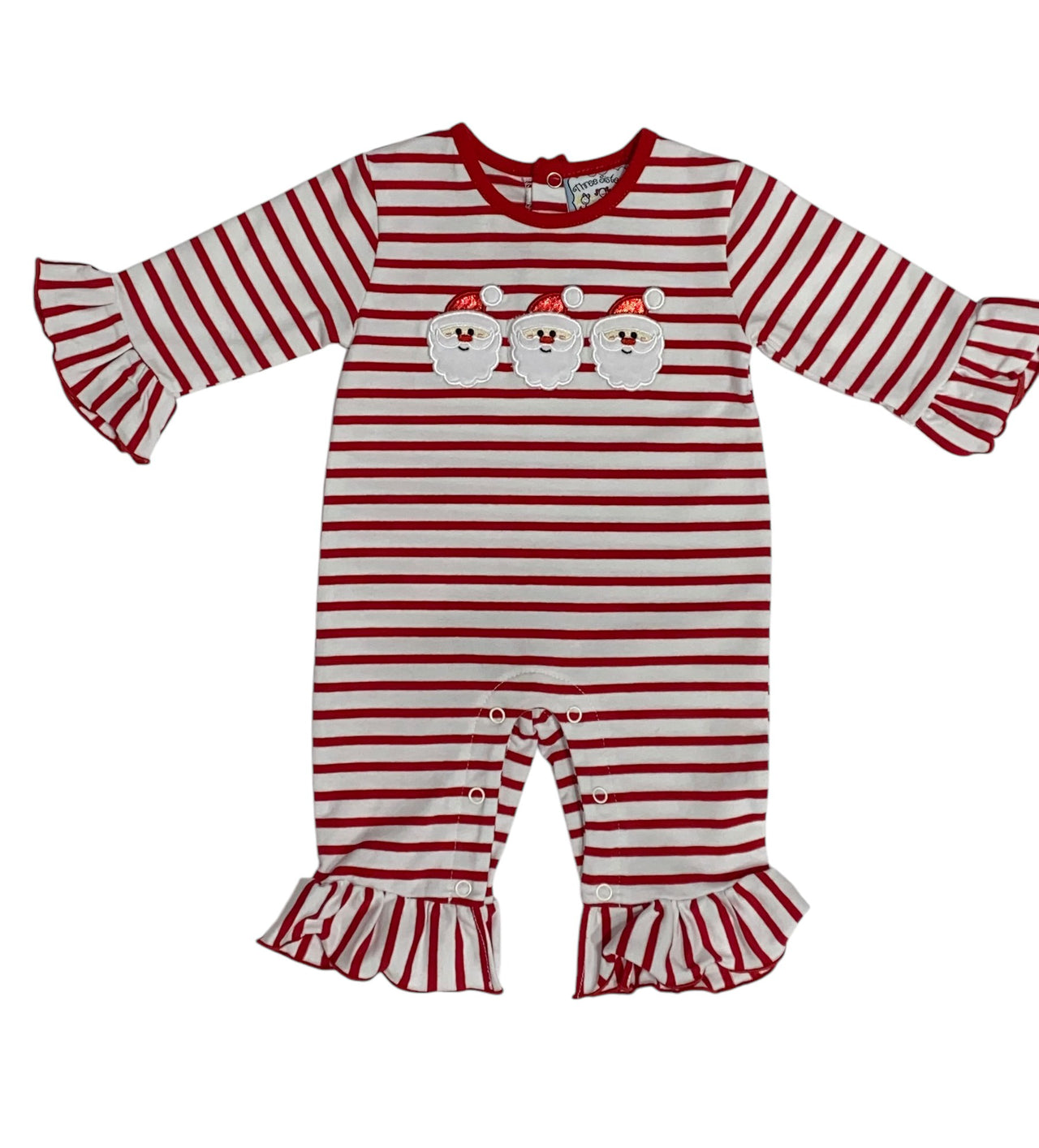 Three Sisters Santa Applique Girls Romper 912 5208