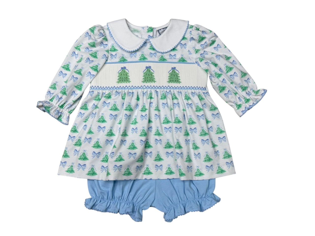 Three Sisters Christmas Tree Smocked Bloomer Set 711 5208