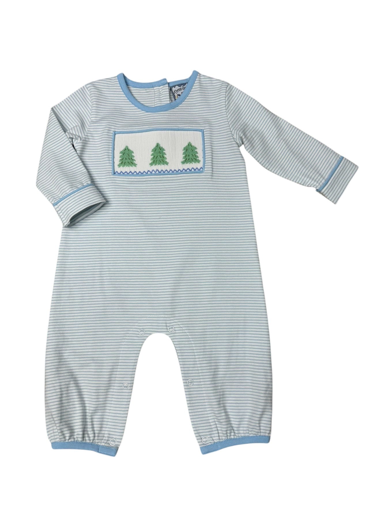 Three Sisters Christmas Tree Smocked Boys Romper 713 5208
