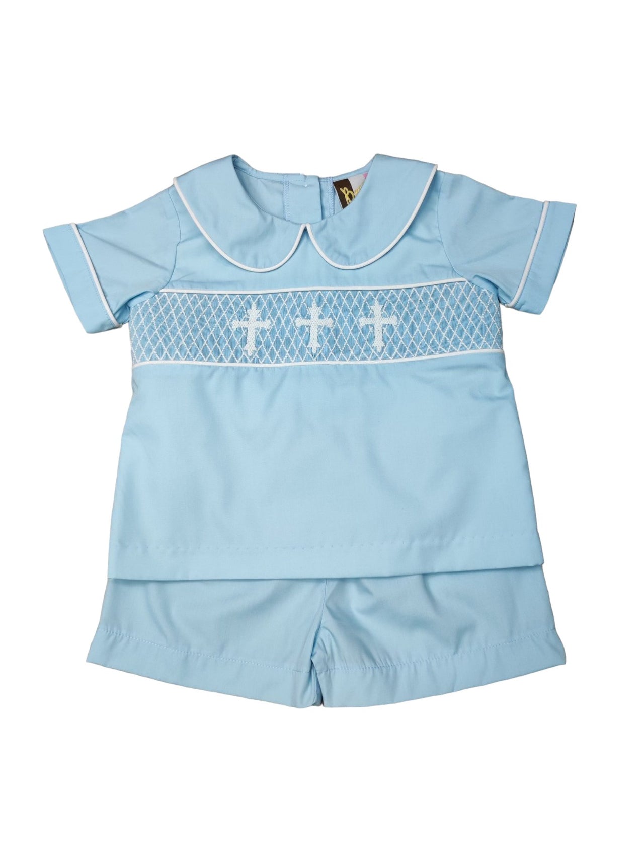 Banana Split Faith Smocked Boys Short Set 212 5201