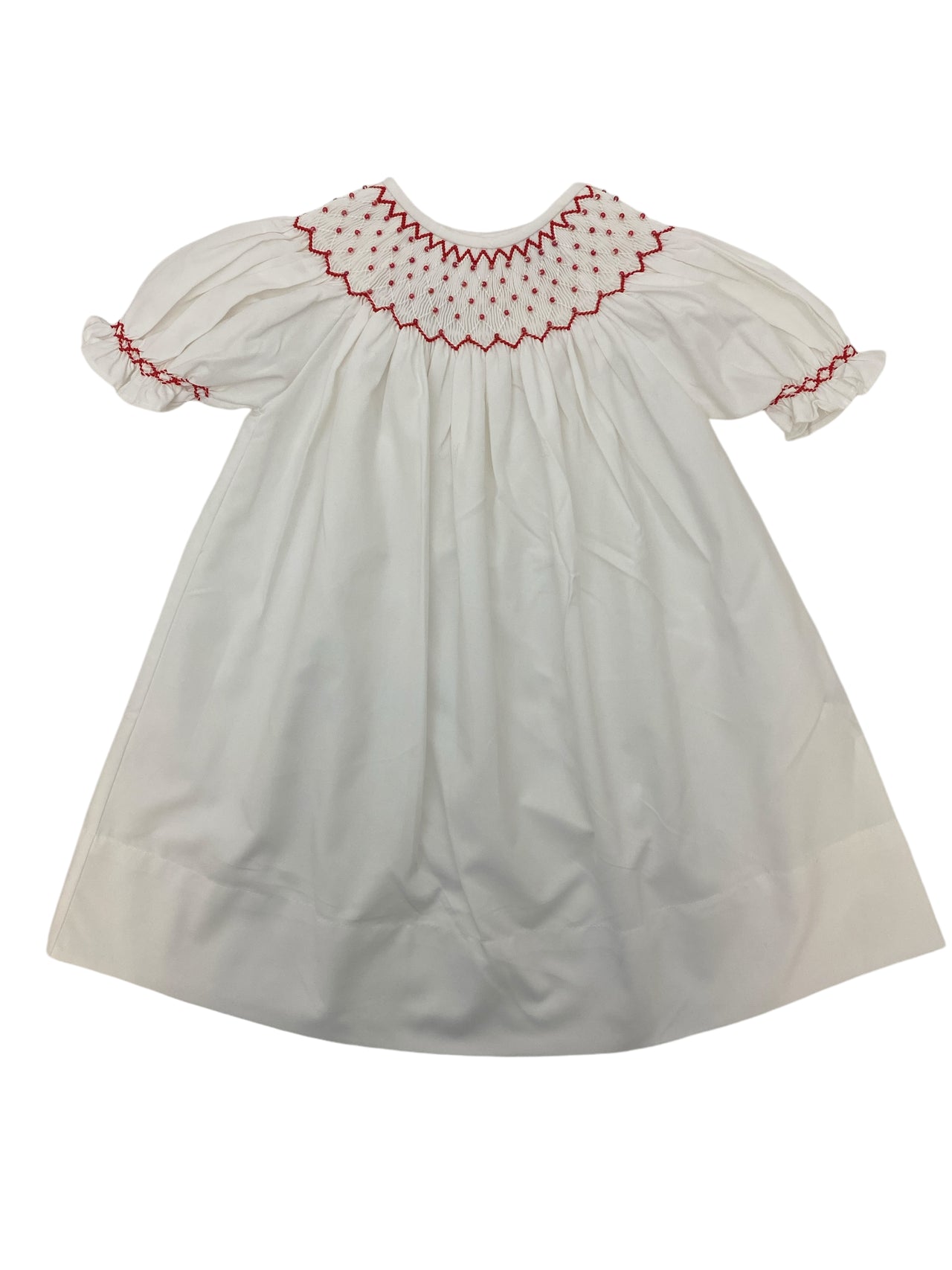 Sweet Dreams Catherine White Dress W/Red Pearl Smocked Dress MT67-DR 5108