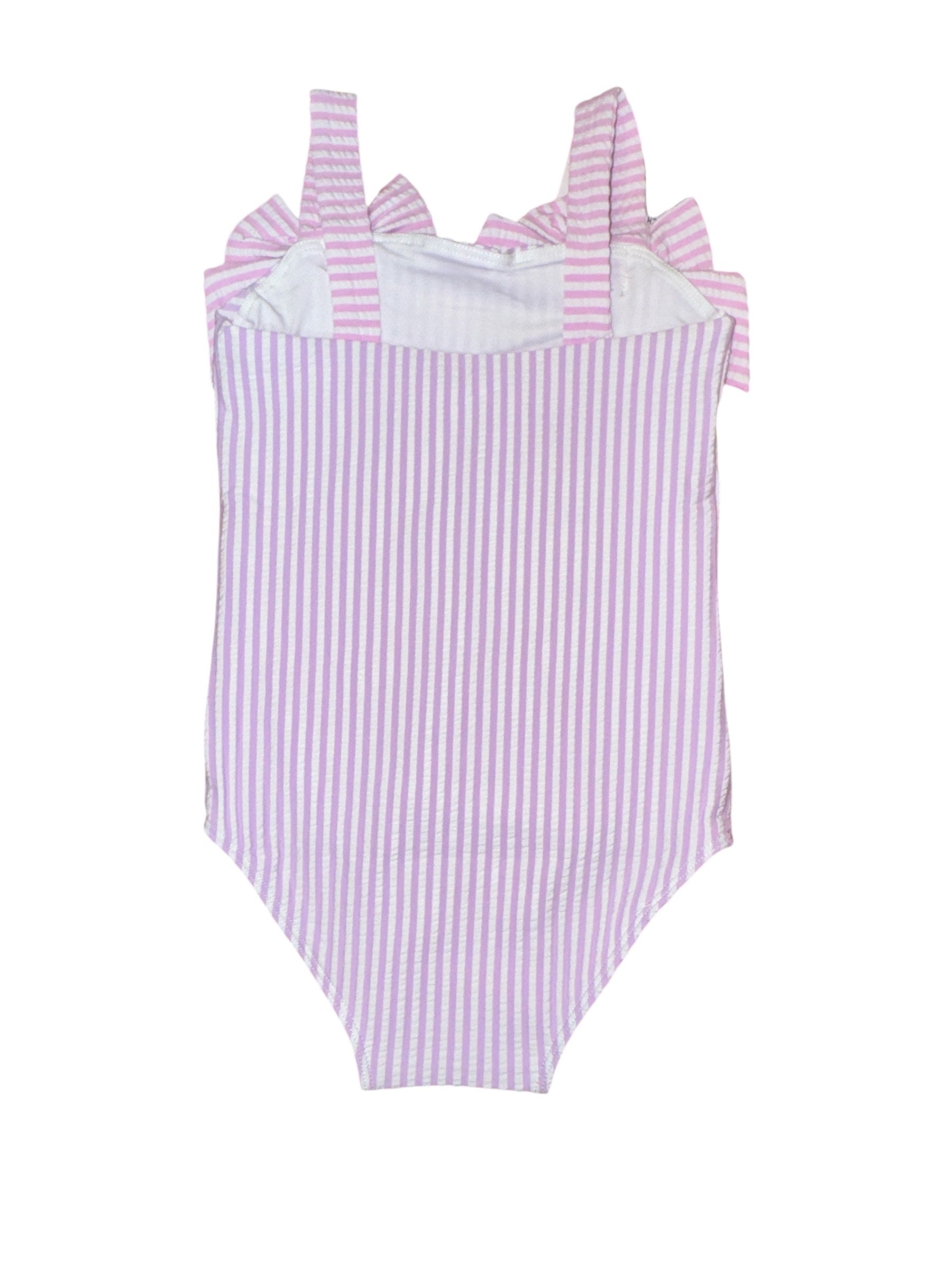Lulu Bebe Girl Swim 1-Lav- 1 Pc Lav/Pink W/bows Swim 5301