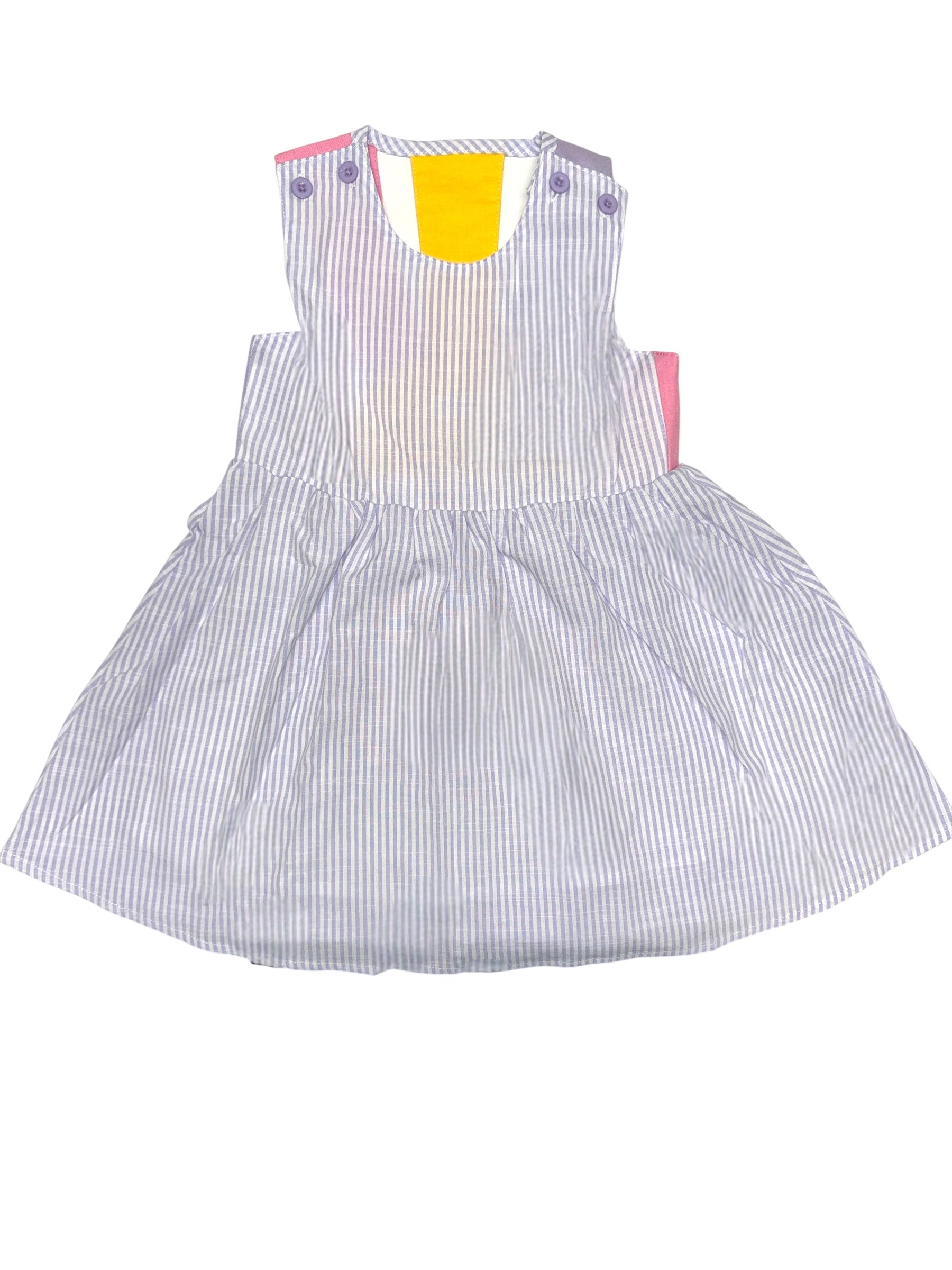 Lulu Bebe Lavender Color Block Back Seersucker Dress Sunny 5301
