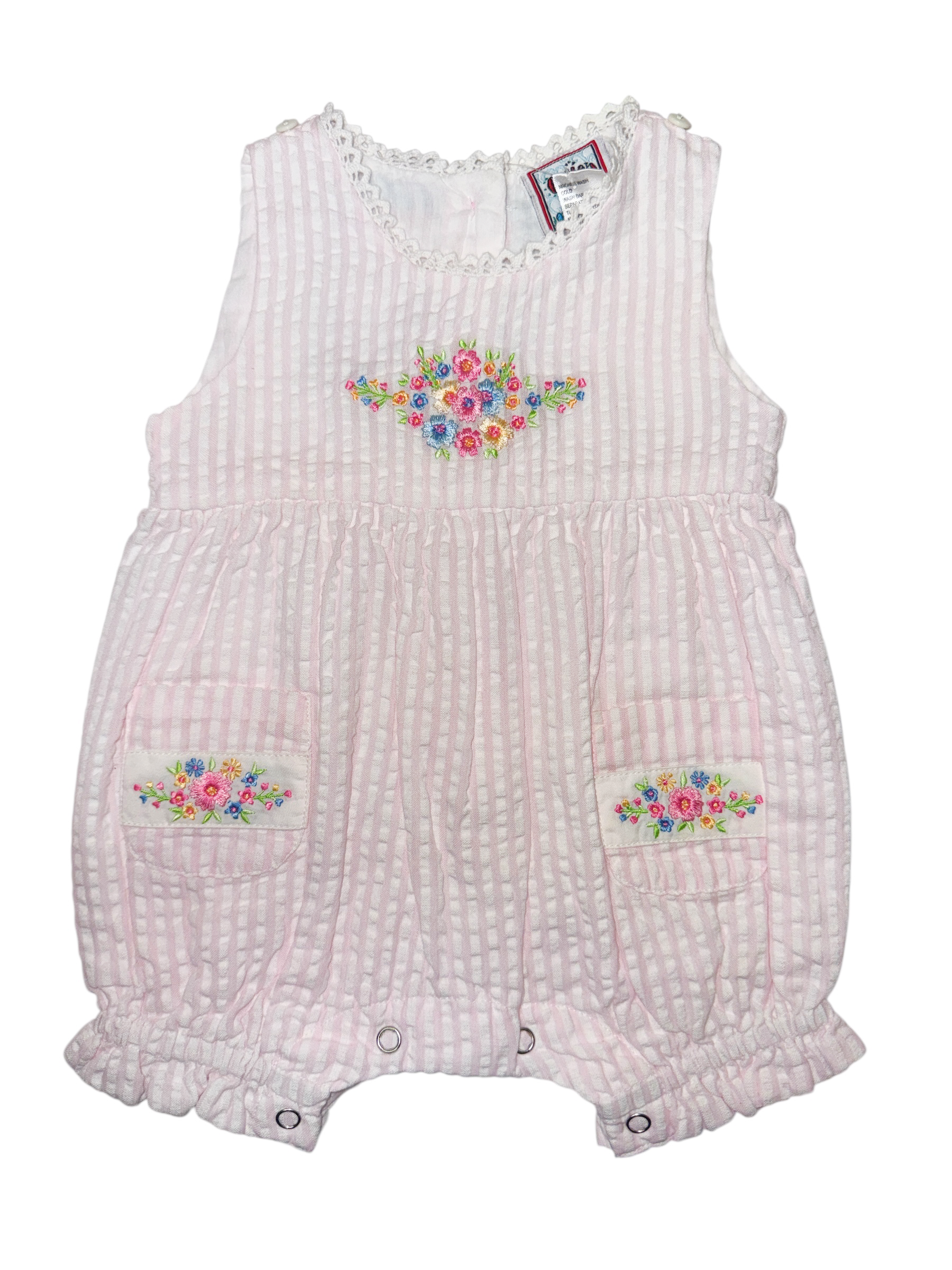 Cotton Kids Reversible Collar Bunny/Flowers Romper  5203