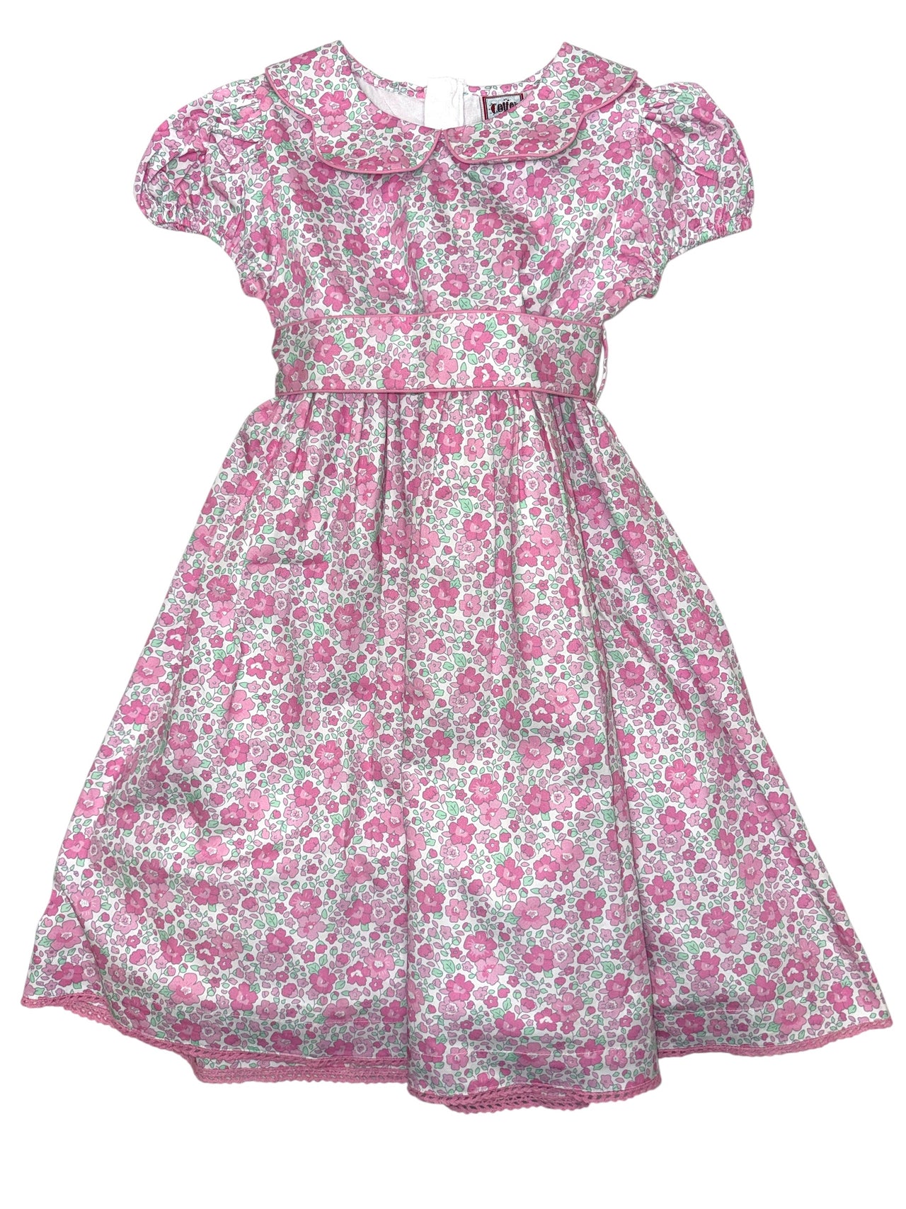 Cotton Kids Pink Floral Collar Dress 5223